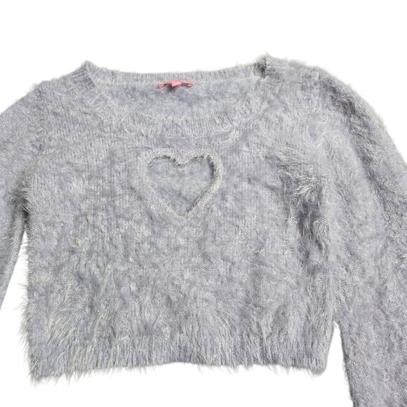 Sugar Thrillz Oh No Way Heart Cutout Purple Wpmen's Cropped Sweater Size: S - Picture 3 of 6